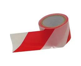 Jelölő szalag piros-fehér 75mm×100m polietilén (kordonszalag)