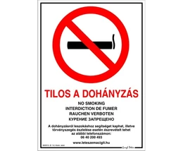 MATRICA ÖNTAPADÓS A4 "TILOS A DOHÁNYZÁS"