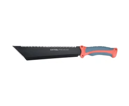 Bozótvágó kés (machete), teljes/penge hossz: 395/260mm, fogazott rozsdamentes acél penge, PP+TPR nyél, nylon tok