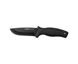 Vadász- és túrakés, 2CR13 rozsdamentes acél penge, műanyag nyél, nylon tok, teljes/penge hossz: 230mm/110mm