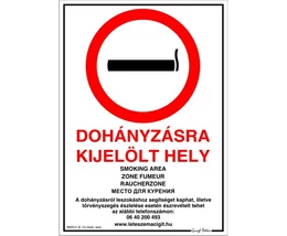 MATRICA ÖNTAPADÓS A4 "DOHÁNYZÁSRA KIJELÖLT HELY"