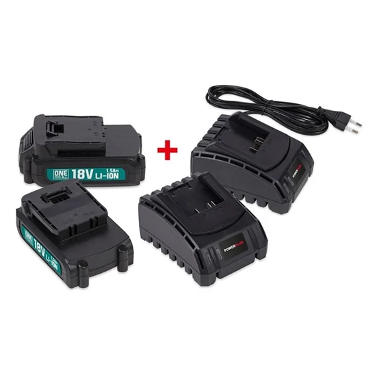 PowerPlus 2x18V 1,5Ah akkumulátor+ 2xtöltő POWEB9090