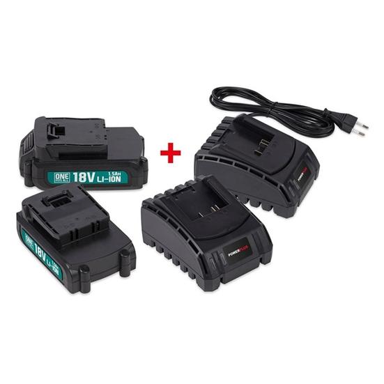 PowerPlus 2x18V 1,5Ah akkumulátor+ 2xtöltő POWEB9090