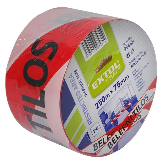 Jelölő szalag piros-fehér 75mm×250 "BELÉPNI TILOS"