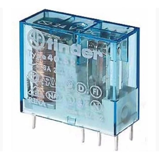 Finder 24V/DC 2CO Miniatűr print/dugaszolható relé 8A 5mm lábkiosztással